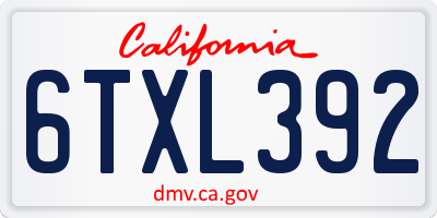 CA license plate 6TXL392