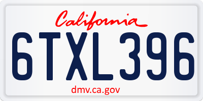 CA license plate 6TXL396