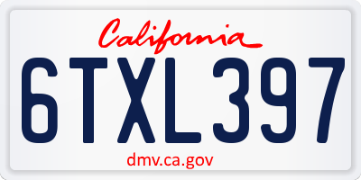 CA license plate 6TXL397