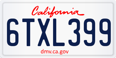 CA license plate 6TXL399