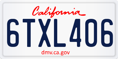 CA license plate 6TXL406