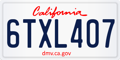CA license plate 6TXL407