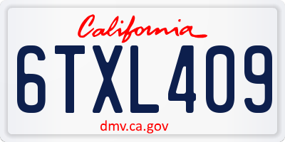 CA license plate 6TXL409