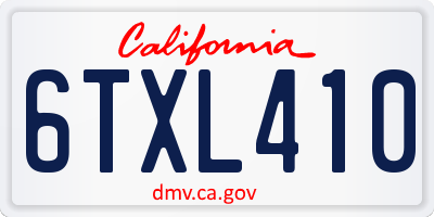 CA license plate 6TXL410