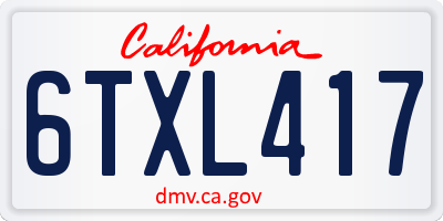 CA license plate 6TXL417