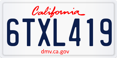 CA license plate 6TXL419
