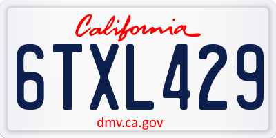 CA license plate 6TXL429