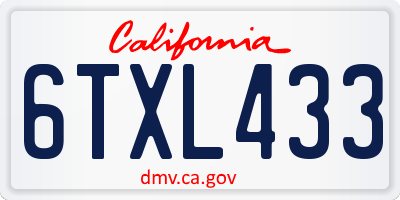 CA license plate 6TXL433