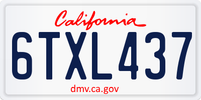 CA license plate 6TXL437
