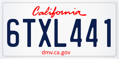 CA license plate 6TXL441