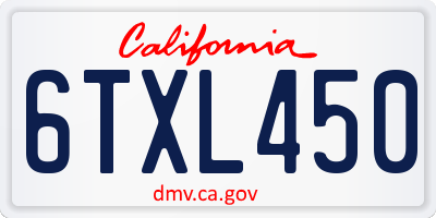 CA license plate 6TXL450