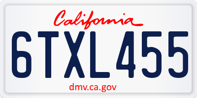 CA license plate 6TXL455