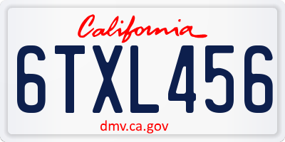 CA license plate 6TXL456