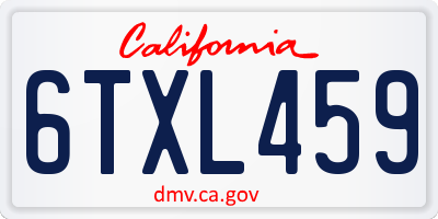 CA license plate 6TXL459