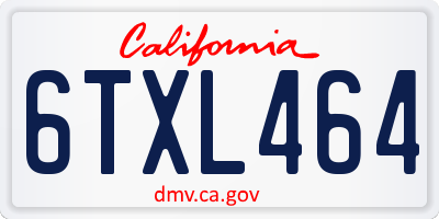 CA license plate 6TXL464