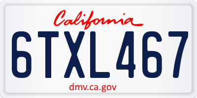 CA license plate 6TXL467