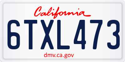 CA license plate 6TXL473