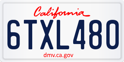 CA license plate 6TXL480