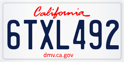 CA license plate 6TXL492