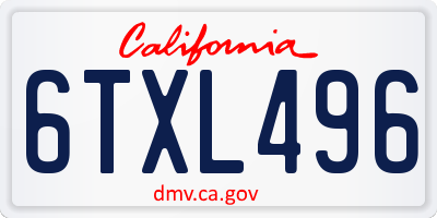 CA license plate 6TXL496