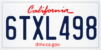 CA license plate 6TXL498