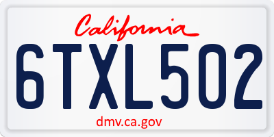 CA license plate 6TXL502