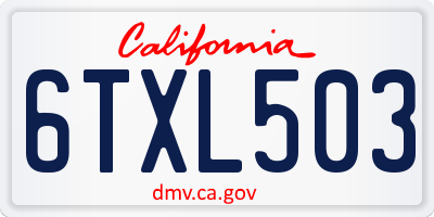 CA license plate 6TXL503