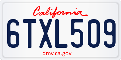 CA license plate 6TXL509