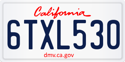 CA license plate 6TXL530