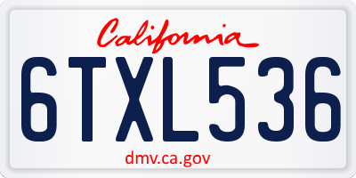 CA license plate 6TXL536
