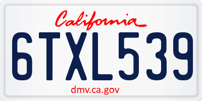 CA license plate 6TXL539
