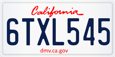 CA license plate 6TXL545