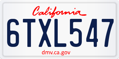 CA license plate 6TXL547