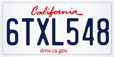 CA license plate 6TXL548