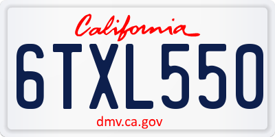 CA license plate 6TXL550