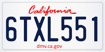 CA license plate 6TXL551