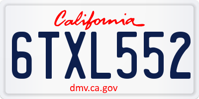 CA license plate 6TXL552