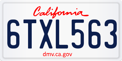 CA license plate 6TXL563