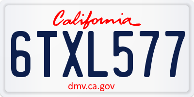 CA license plate 6TXL577