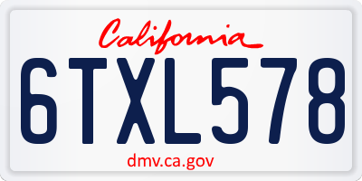 CA license plate 6TXL578