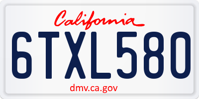 CA license plate 6TXL580