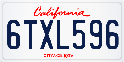 CA license plate 6TXL596