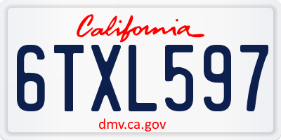 CA license plate 6TXL597