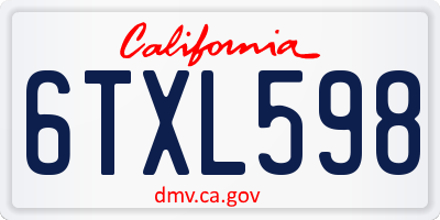 CA license plate 6TXL598