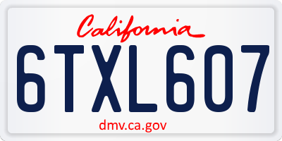 CA license plate 6TXL607