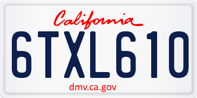CA license plate 6TXL610