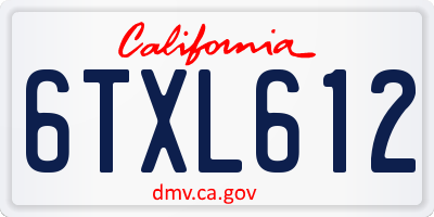 CA license plate 6TXL612