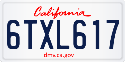 CA license plate 6TXL617