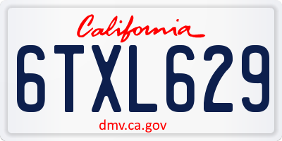 CA license plate 6TXL629