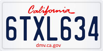 CA license plate 6TXL634